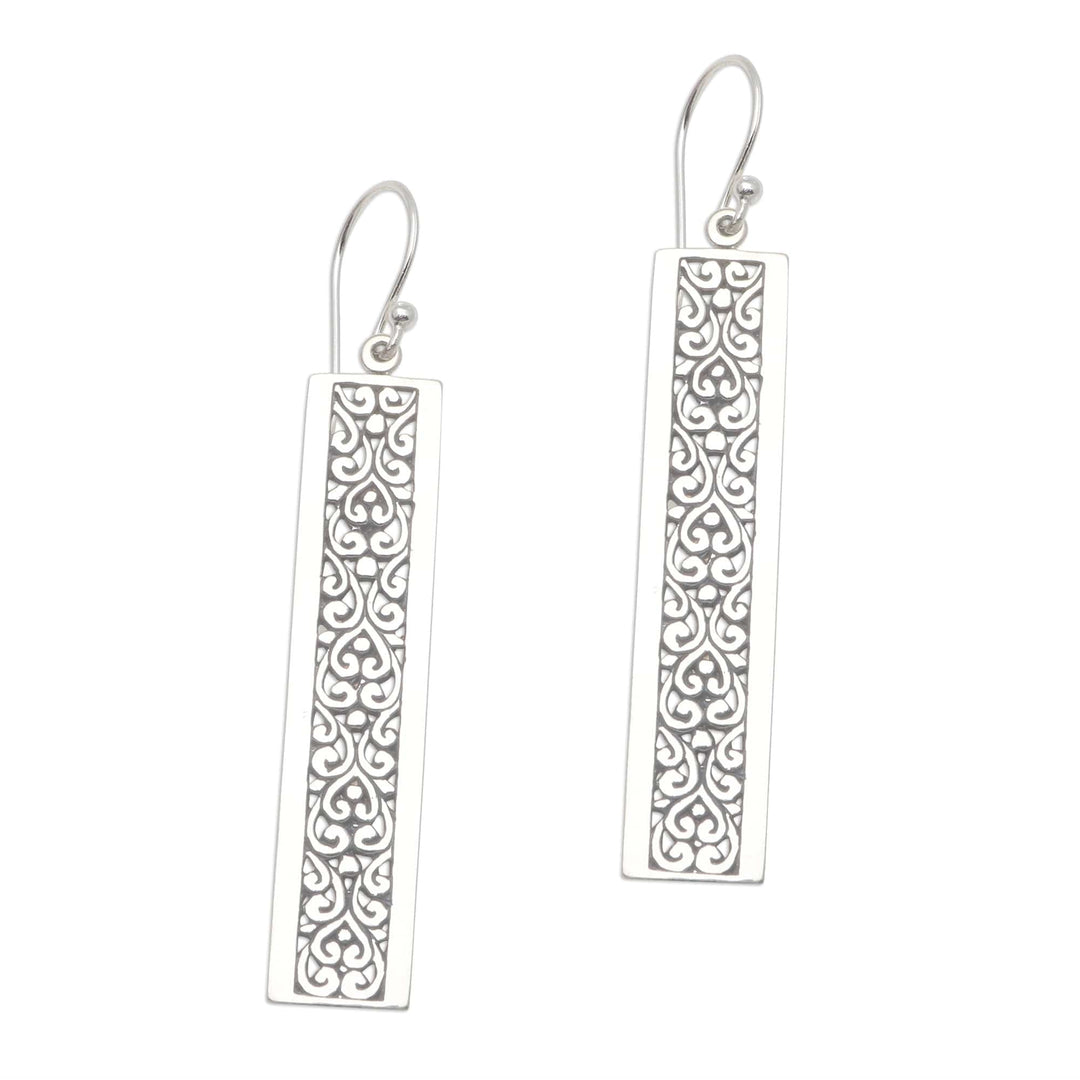 Rectangular Patterned Sterling Silver Dangle Earrings - Heirloom Rectangles