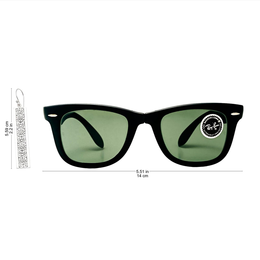 Rectangular Patterned Sterling Silver Dangle Earrings - Heirloom Rectangles