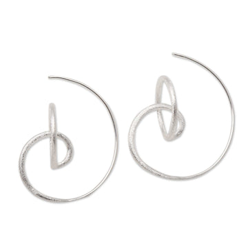 Circular Sterling Silver Drop Earrings from Bali - Circular Illusion