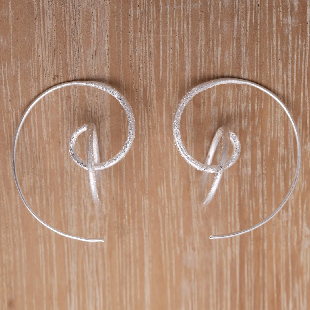 Circular Sterling Silver Drop Earrings from Bali - Circular Illusion