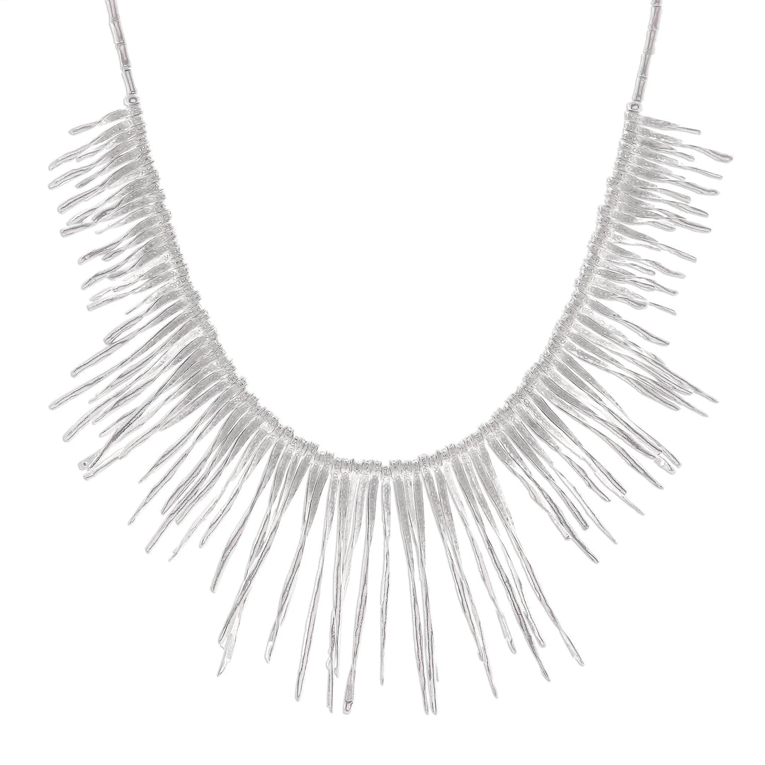 Twisted Karen Silver Beaded Waterfall Necklace from Thailand - Cool Cascade