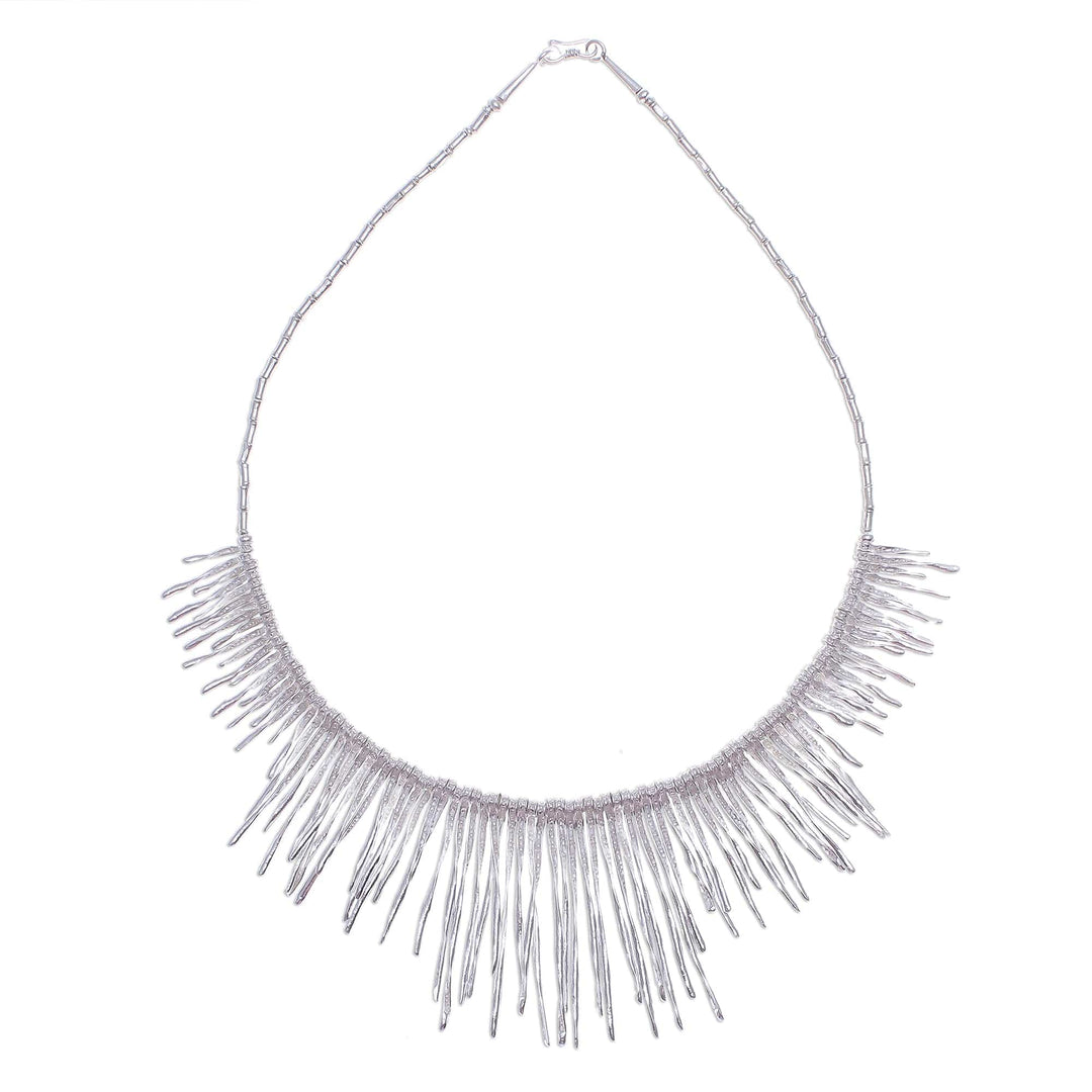 Twisted Karen Silver Beaded Waterfall Necklace from Thailand - Cool Cascade