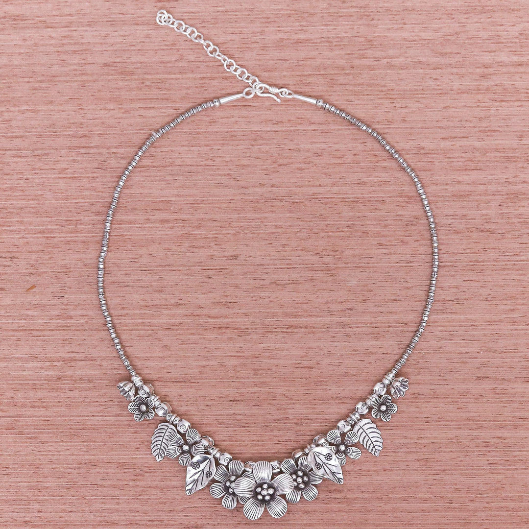 Silver 950 Flower Motif Pendant Necklace from Thailand - Nature's Miracle