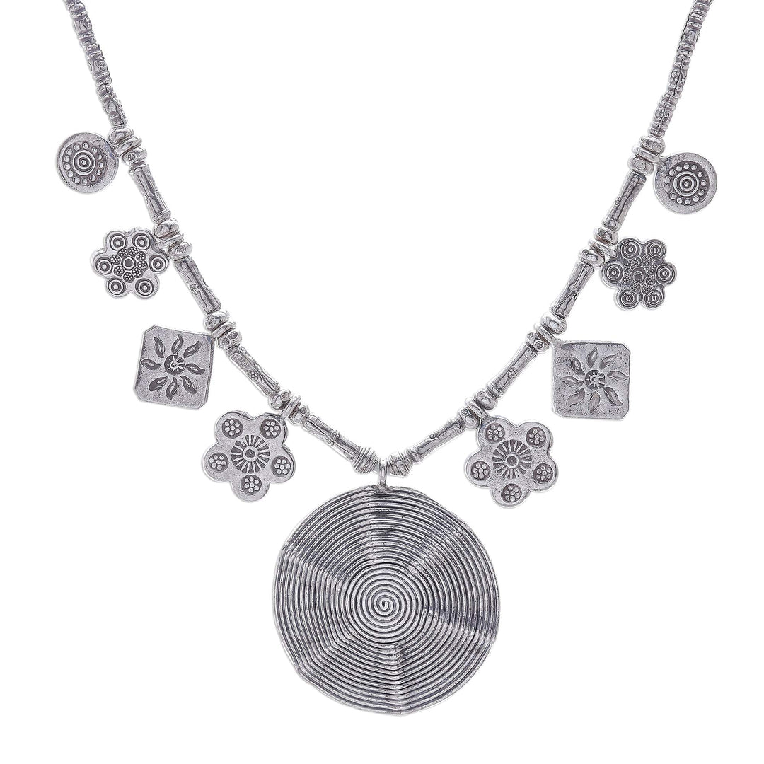Spiral Medallion 950 Silver Pendant Necklace - Hypnotic Karen