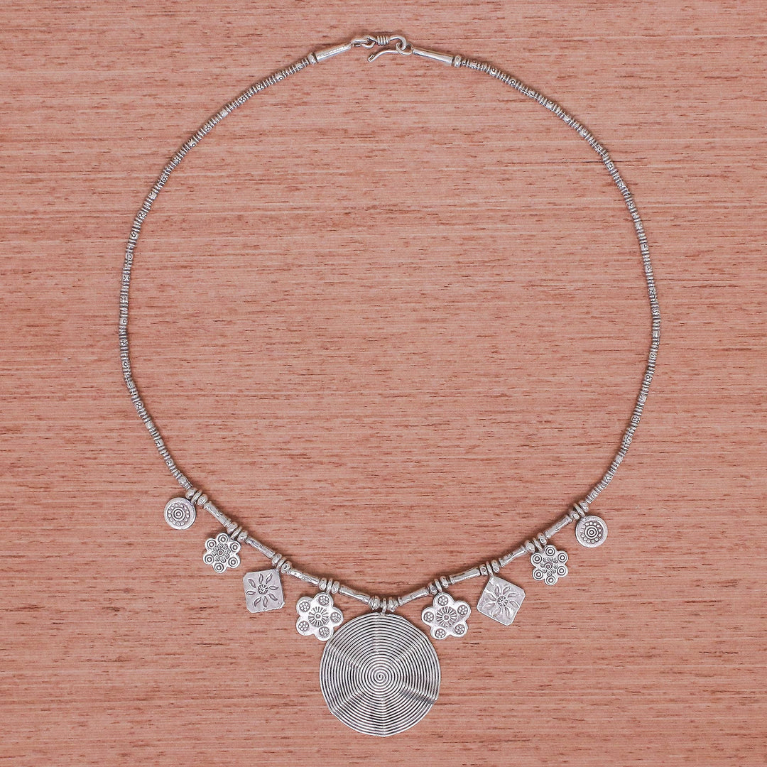 Spiral Medallion 950 Silver Pendant Necklace - Hypnotic Karen