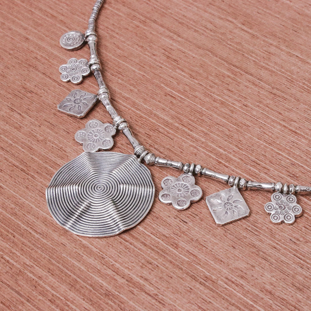 Spiral Medallion 950 Silver Pendant Necklace - Hypnotic Karen