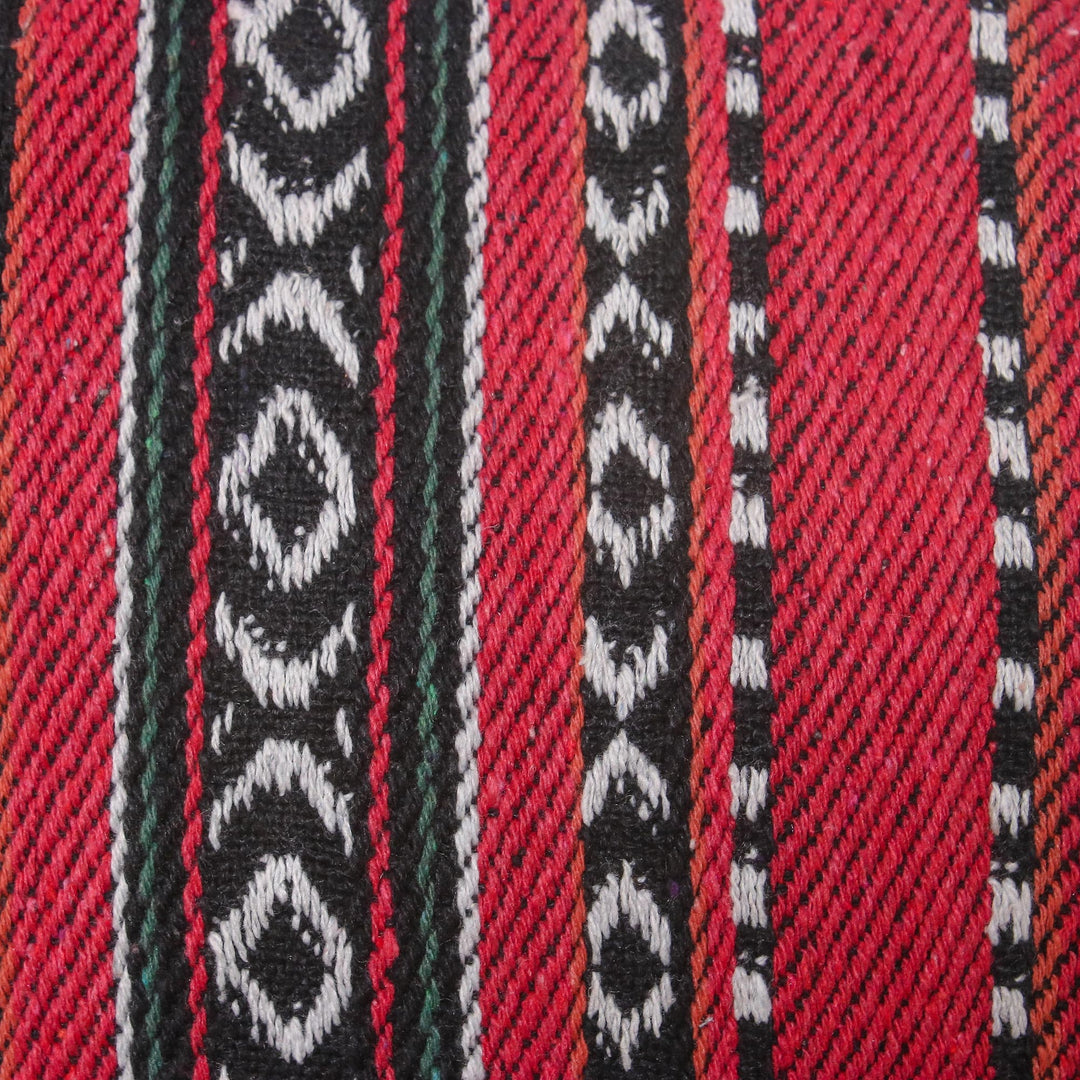 Red Black and White Handwoven Cotton Blend Shoulder Bag - Woven Cheer