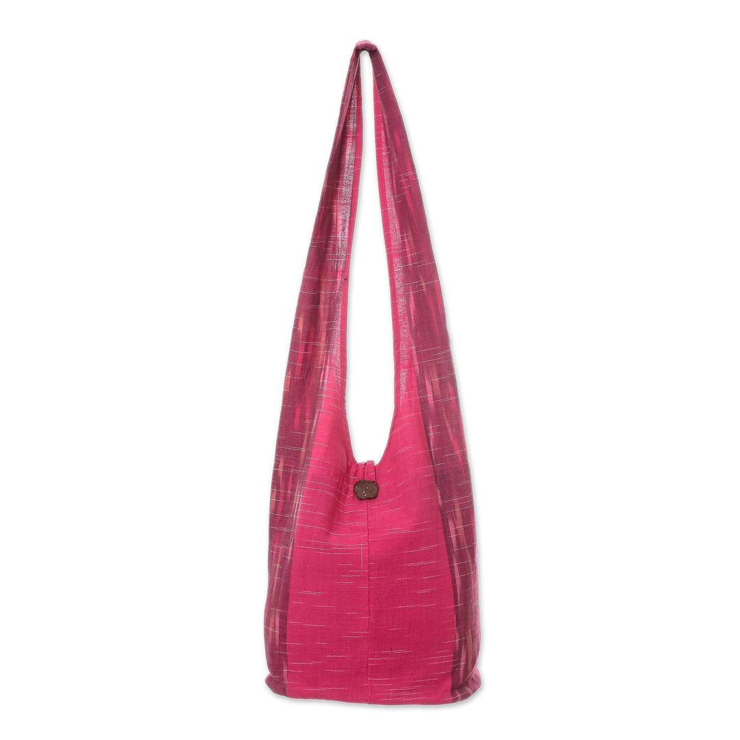 Fuchsia and Cerise Color Block 100% Cotton Shoulder Bag - Passionate for Pink