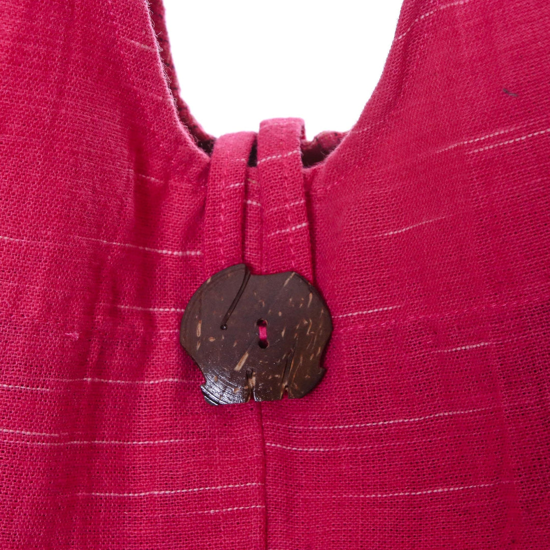 Fuchsia and Cerise Color Block 100% Cotton Shoulder Bag - Passionate for Pink