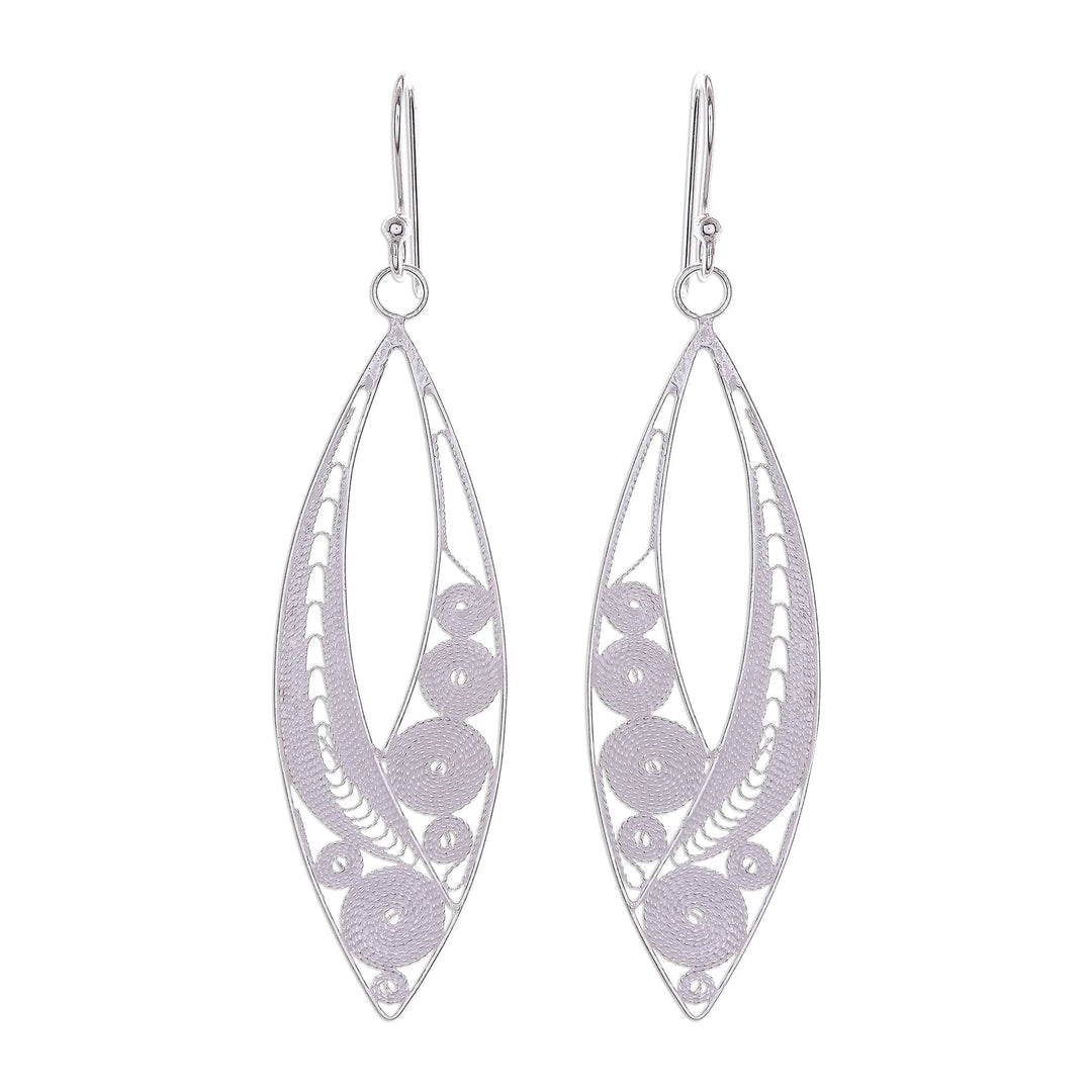 Elegant Sterling Silver Filigree Dangle Earrings - Virtuosity