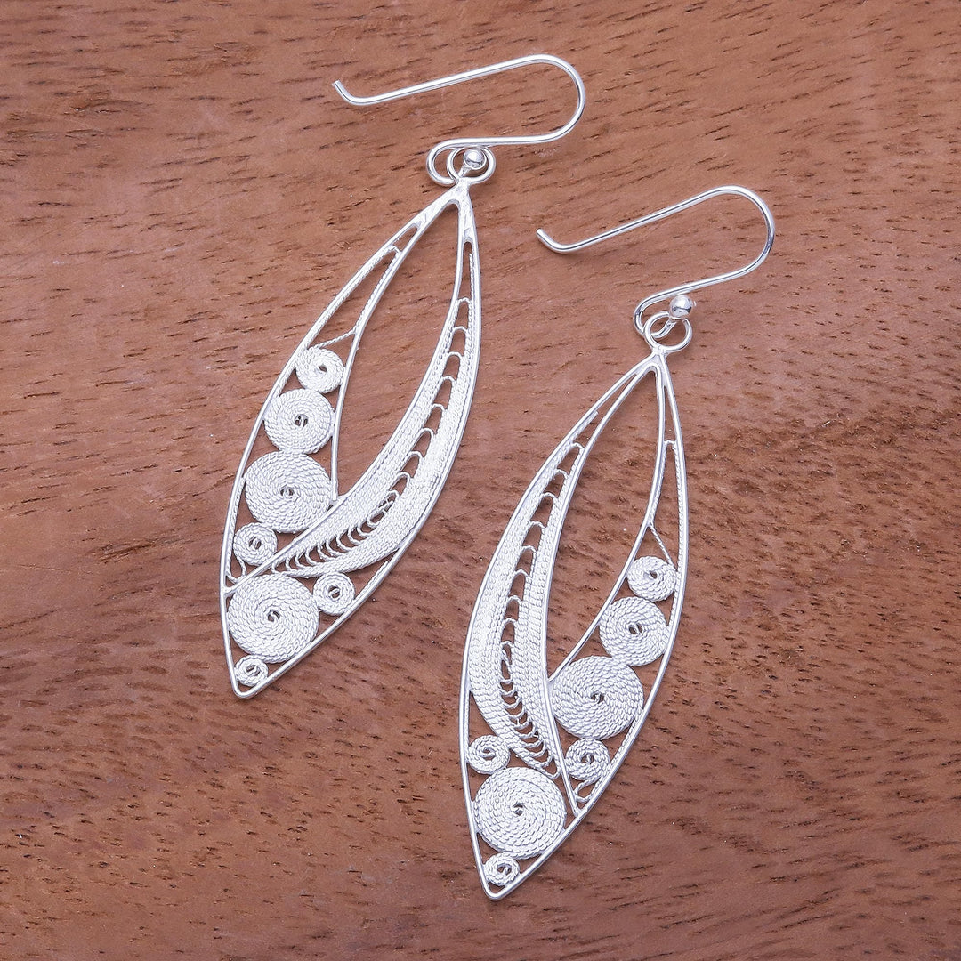 Elegant Sterling Silver Filigree Dangle Earrings - Virtuosity