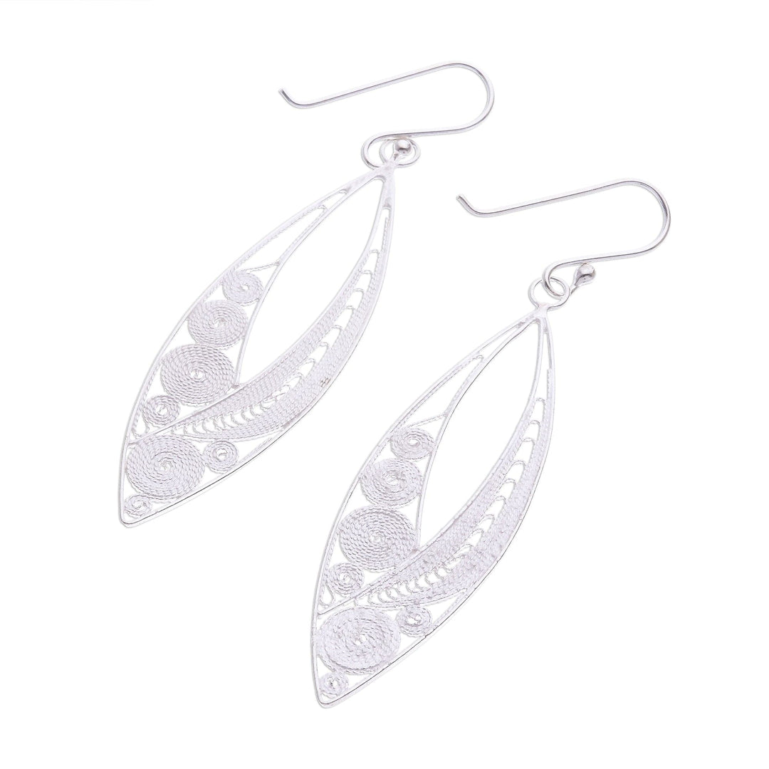 Elegant Sterling Silver Filigree Dangle Earrings - Virtuosity