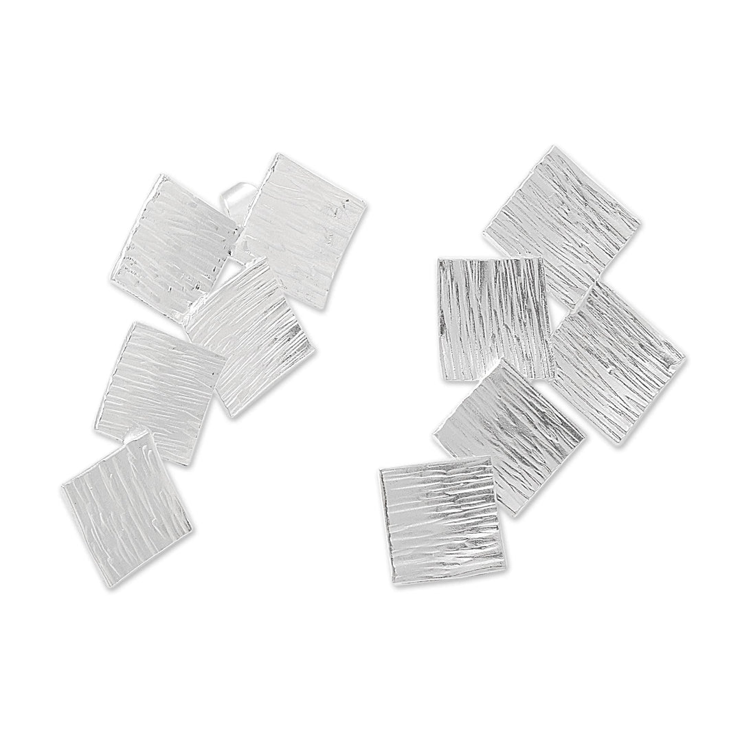 Modern Square Drop Earrings in Sterling Silver - Tumbling Squares