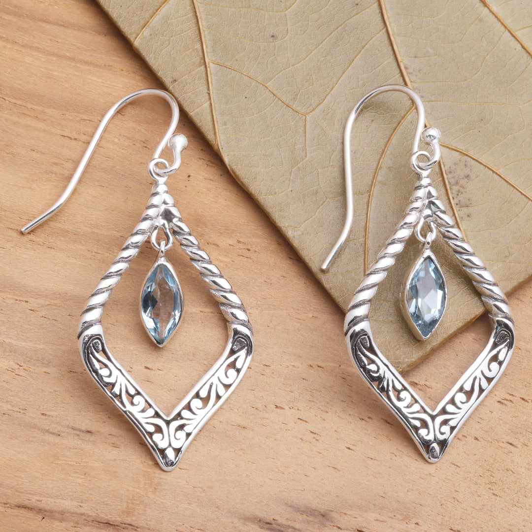 Sterling Silver and Blue Topaz Fair Trade Balinese Earrings - Island Queen