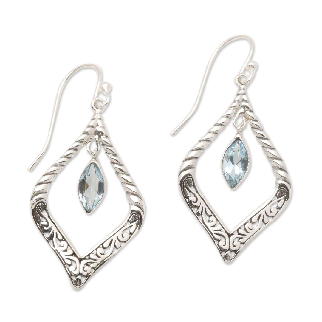 Sterling Silver and Blue Topaz Fair Trade Balinese Earrings - Island Queen