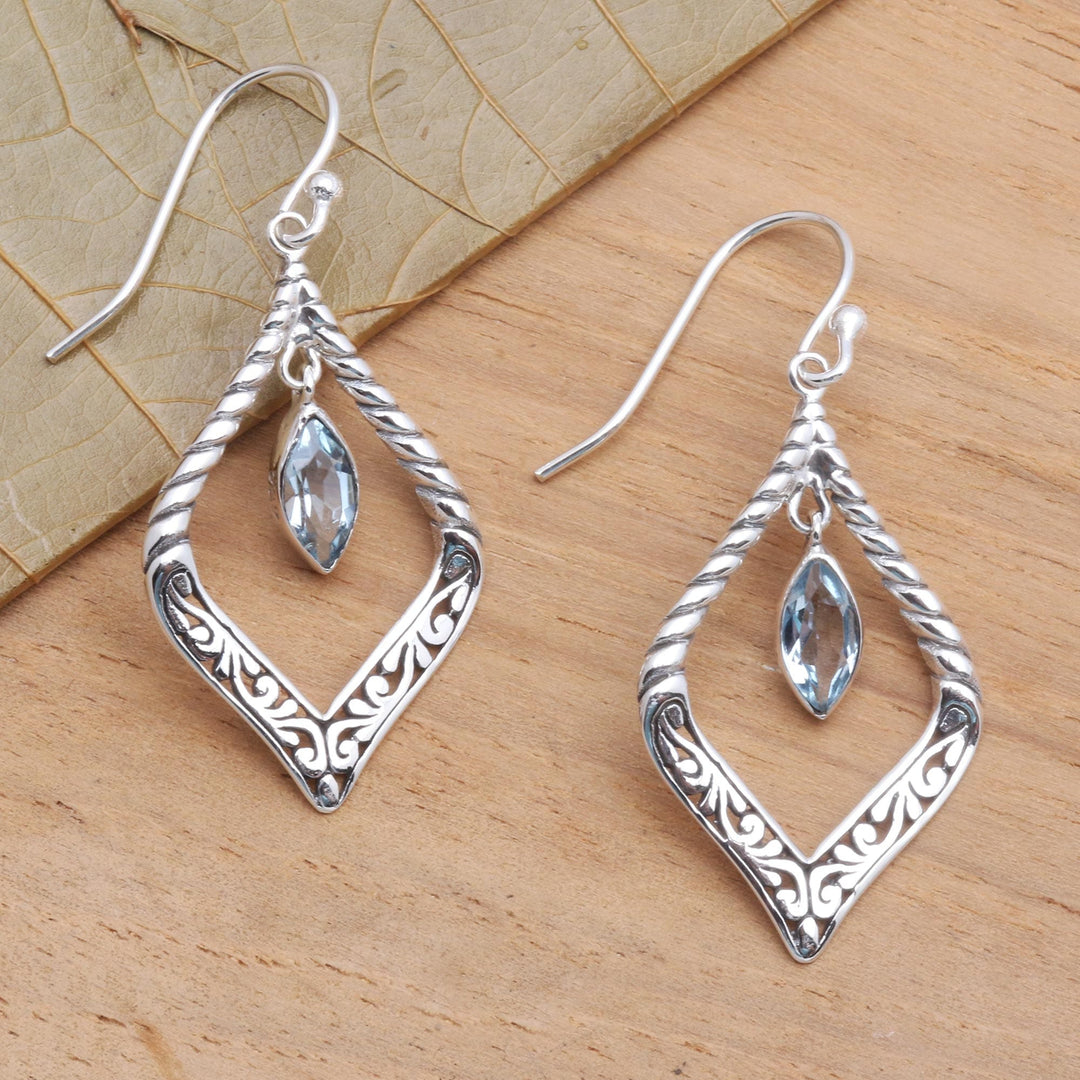 Sterling Silver and Blue Topaz Fair Trade Balinese Earrings - Island Queen