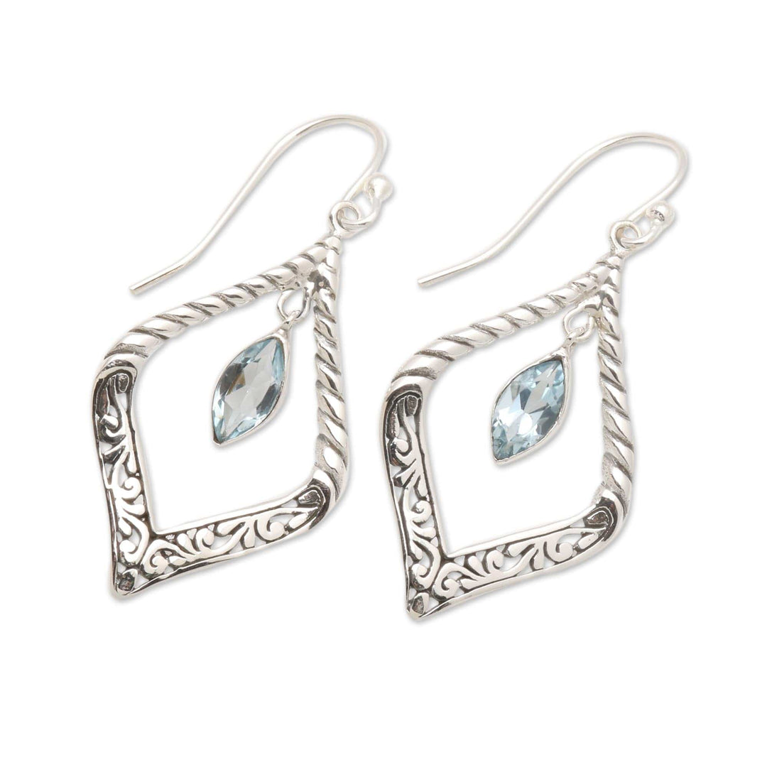 Sterling Silver and Blue Topaz Fair Trade Balinese Earrings - Island Queen