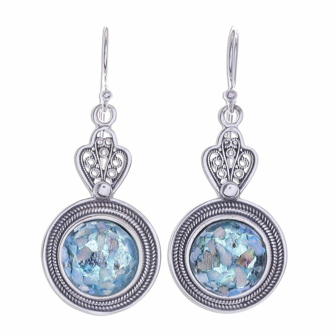 Handcrafted Thai Sterling Silver and Roman Glass Earrings - Mesmerizing Color