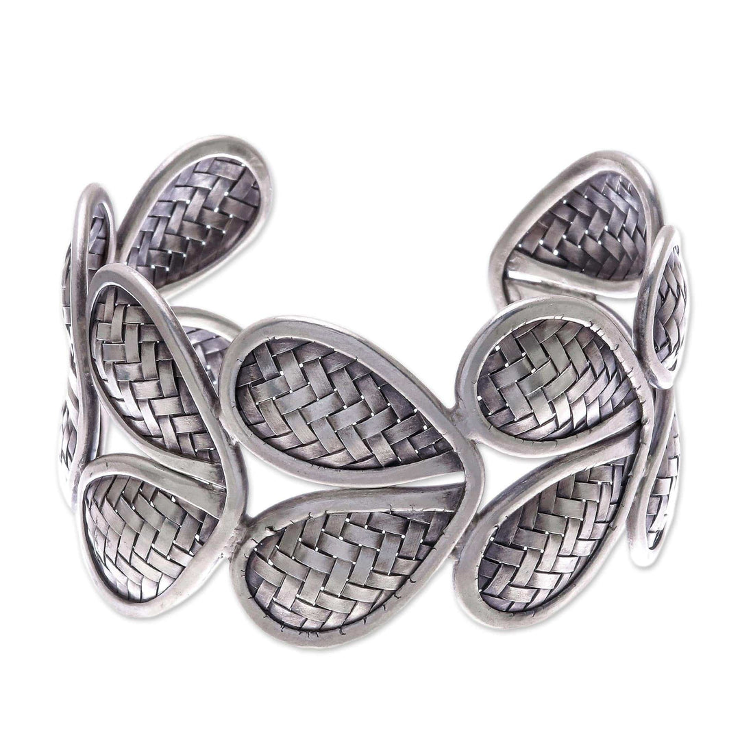 Woven Heart Shape 950 Silver Cuff Bracelet - Woven Hearts