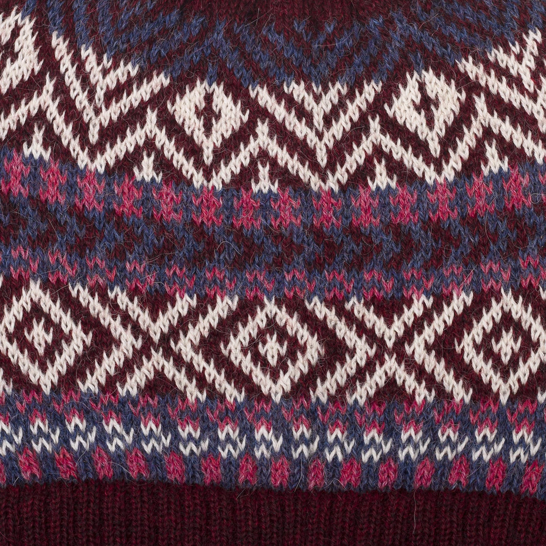 100% Alpaca Knit Hat from Peru - Inca Festival in Wine