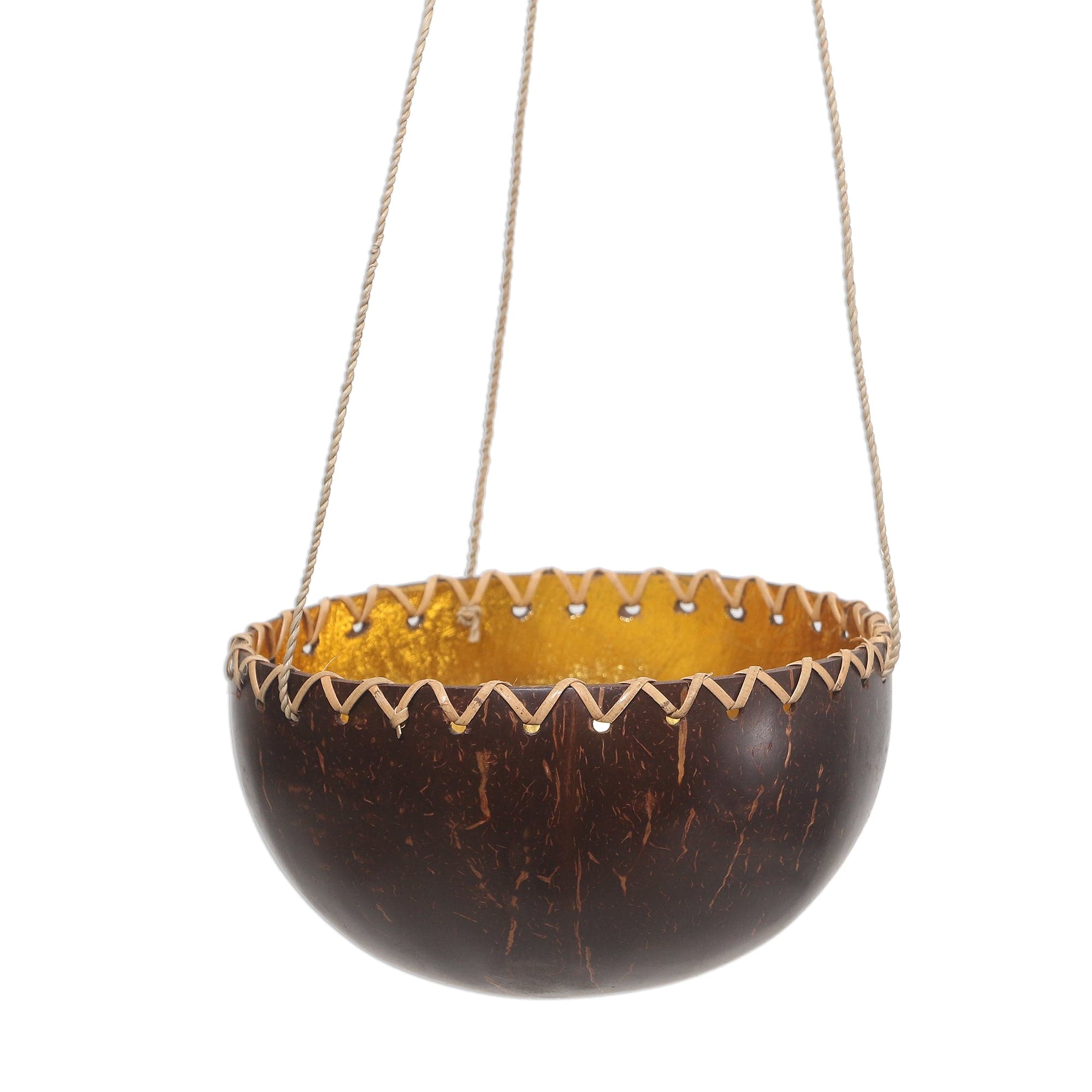 large gold hanging planter Hanging Coconut Shell Plant Pot