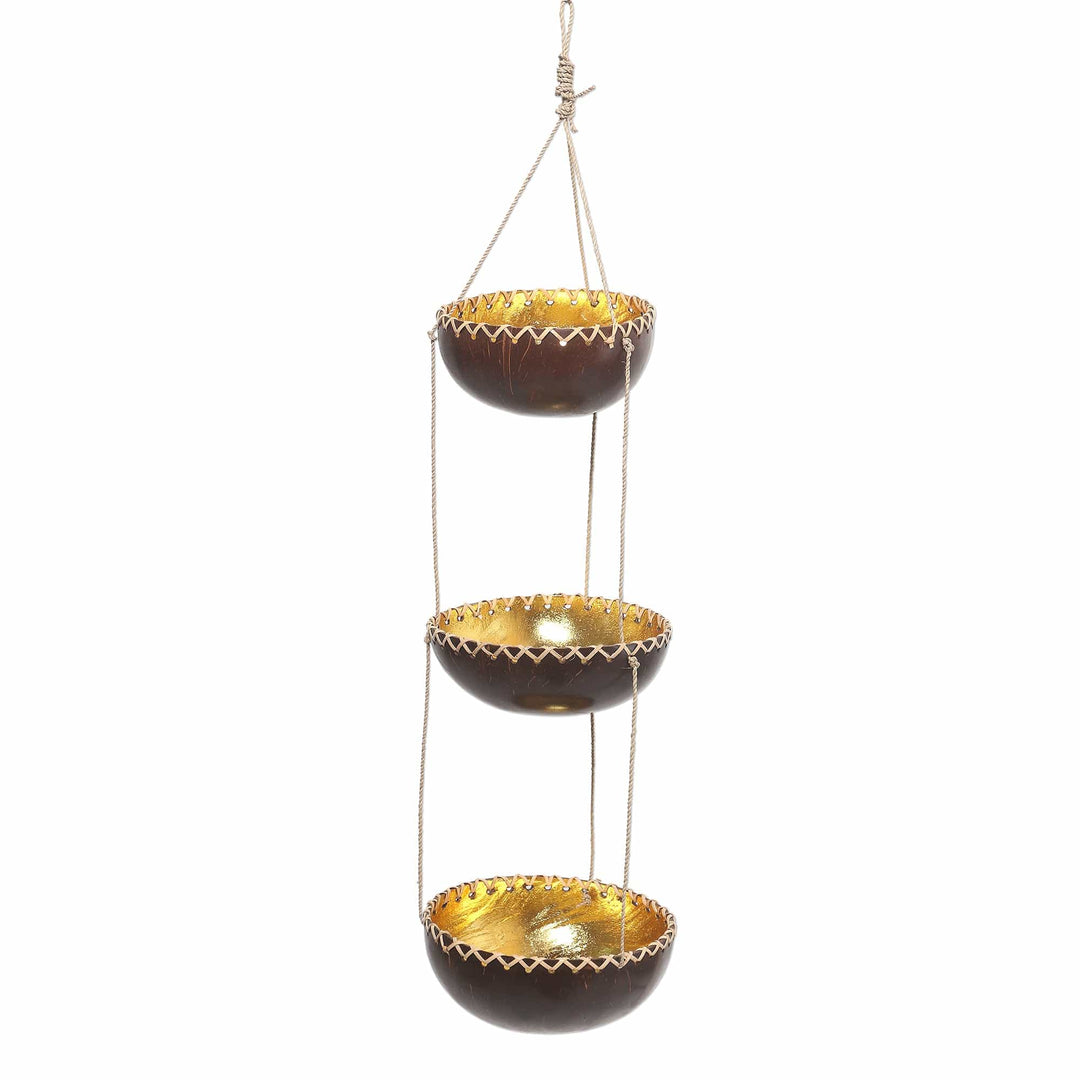 Tiered Hanging Coconut Shell Plant Pot - Vertical Garden