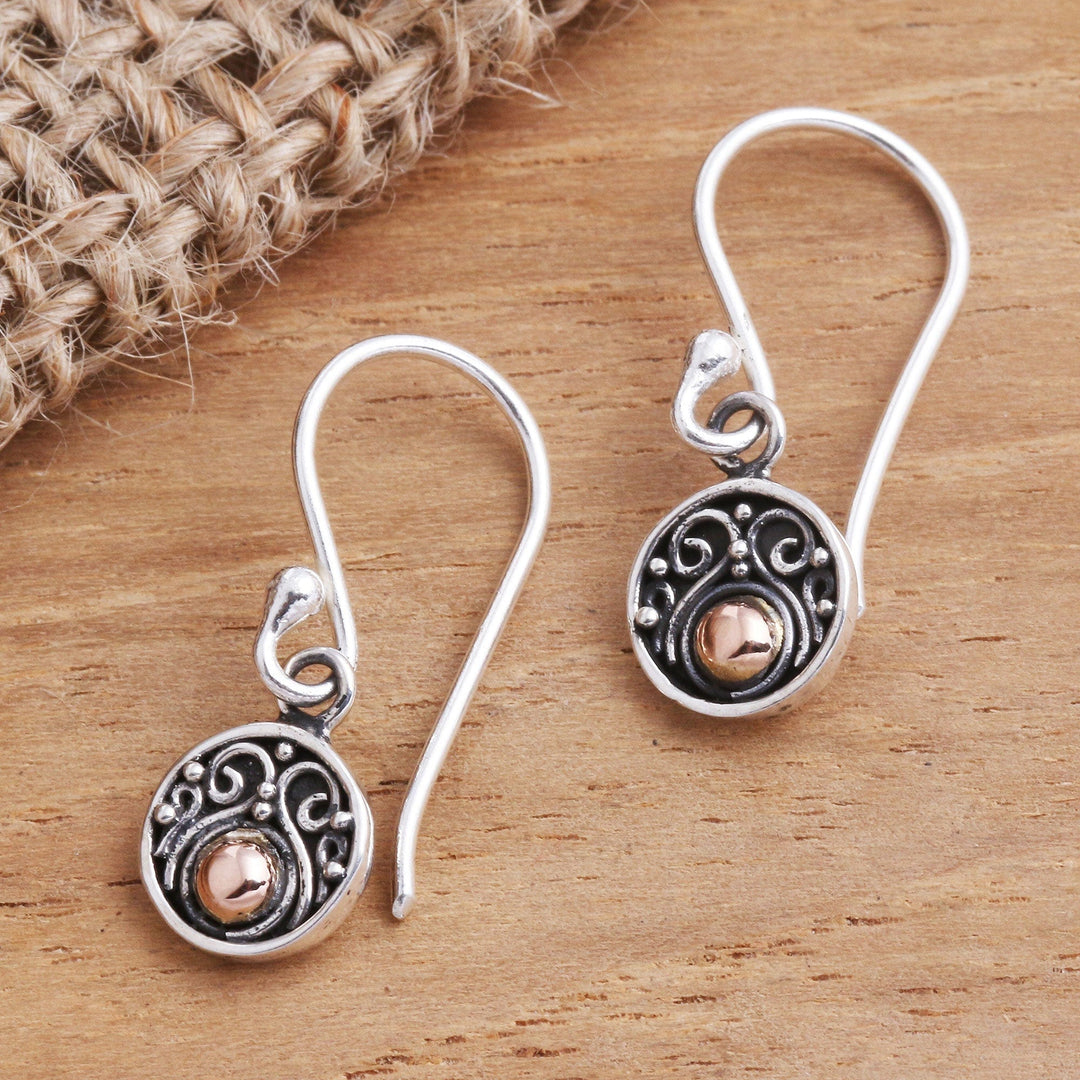 Gold Accented Sterling Silver Dangle Earrings - Delicate Balance