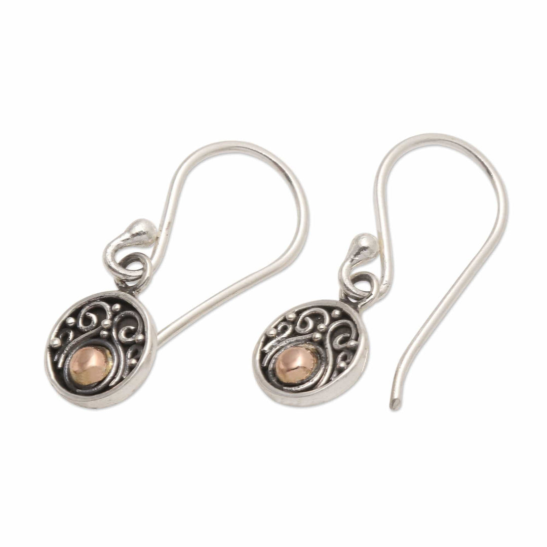 Gold Accented Sterling Silver Dangle Earrings - Delicate Balance