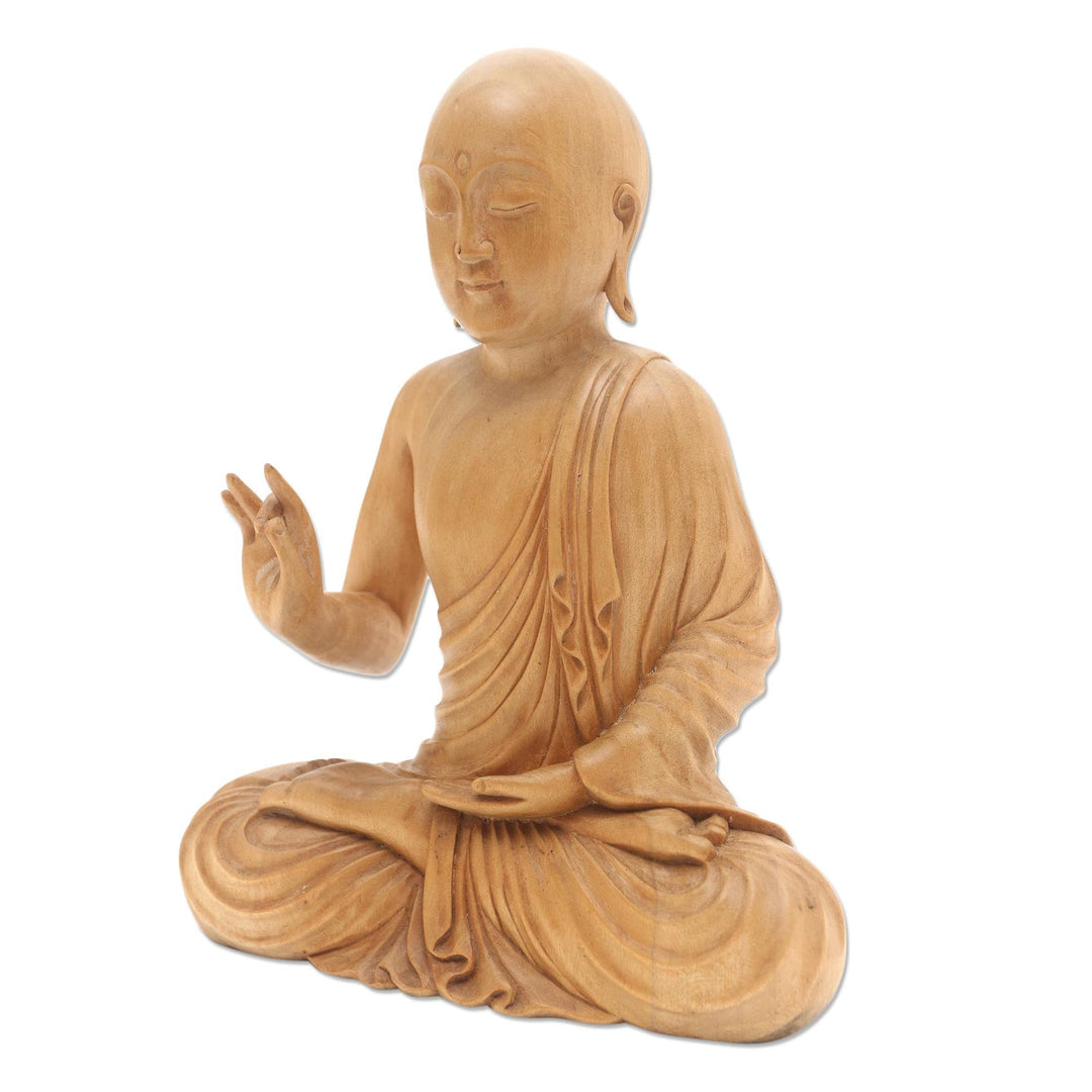 Balinese Crocodile Wood Buddha Statuette - Karana Mudra Buddha