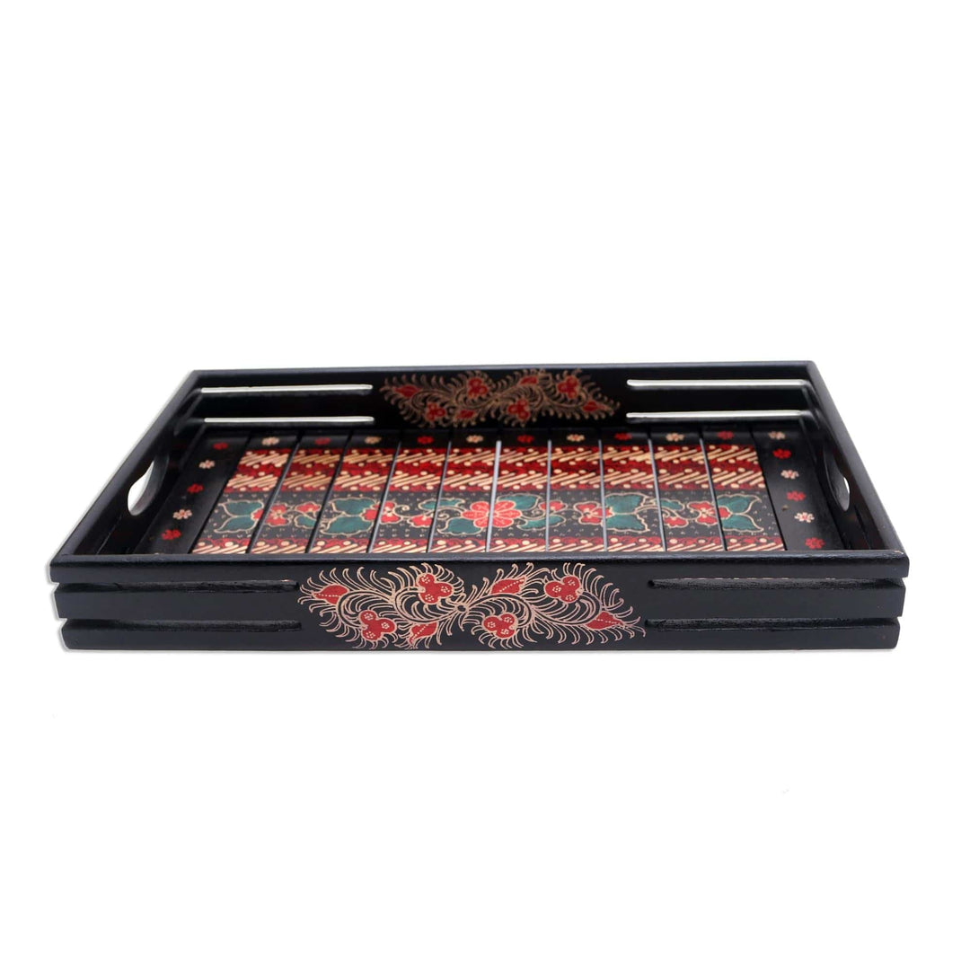 Hand Made Floral Batik Decorative Tray - Kawung Beauty