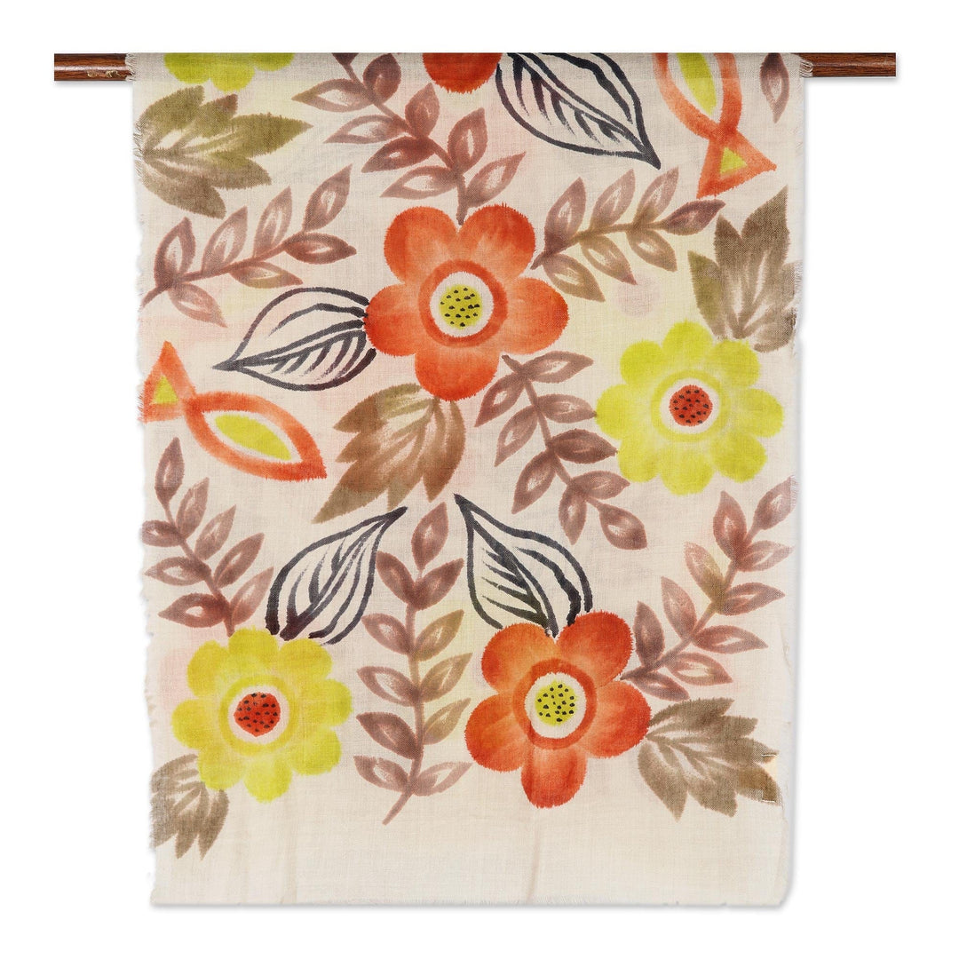 Floral Wool Shawl - Spring Rain