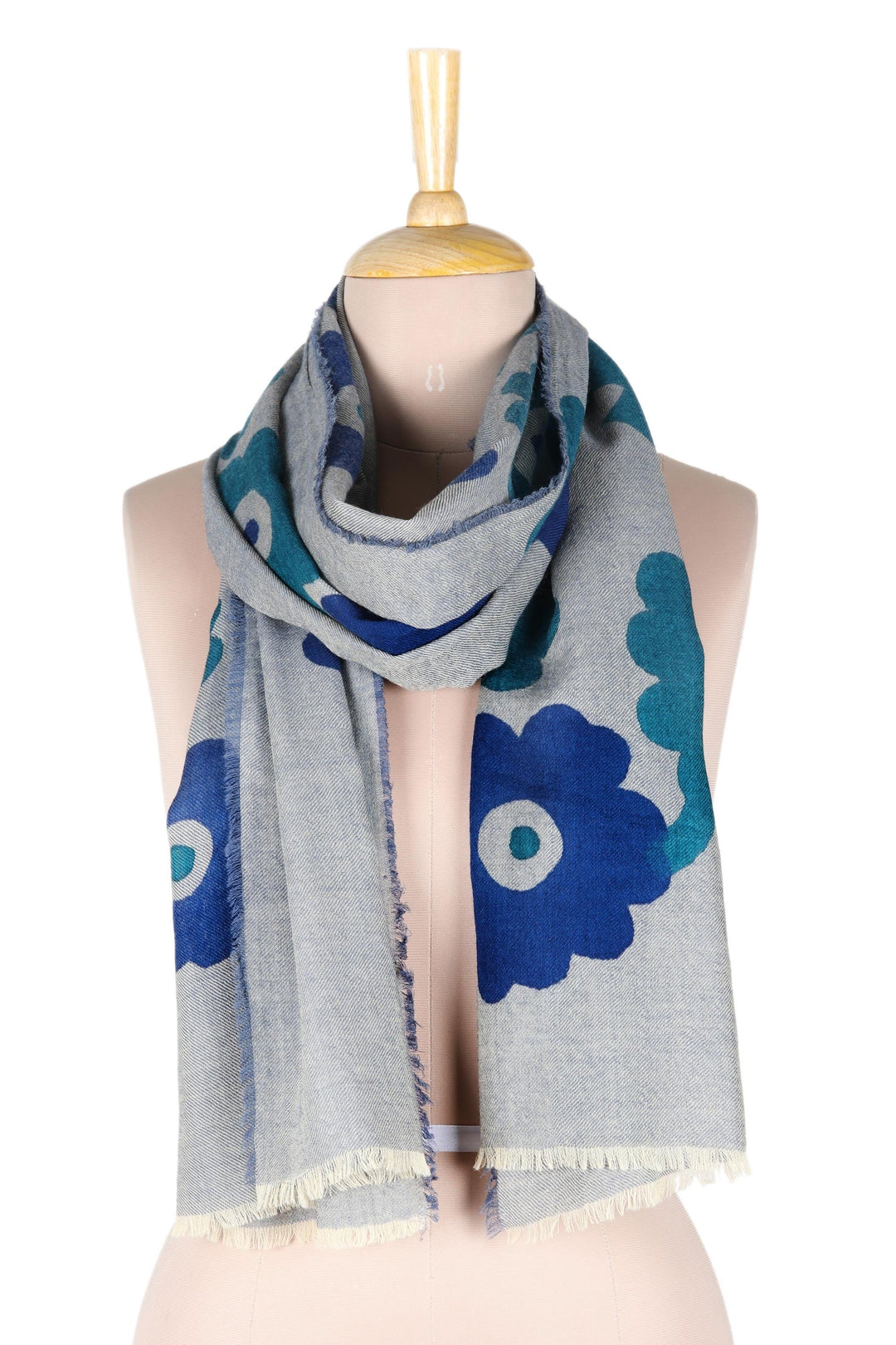 Handmade Floral Wool Shawl - Winter Garden