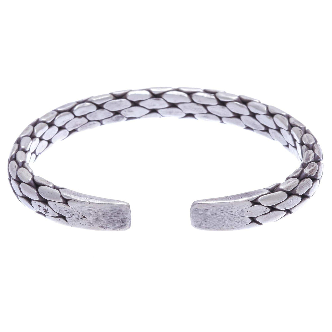 Thai Hand Made Sterling Silver Cuff Bracelet - Chunky Braid
