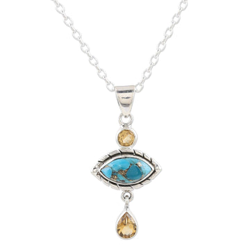 Composite Turquoise and Citrine Pendant Necklace - Sky and Sun