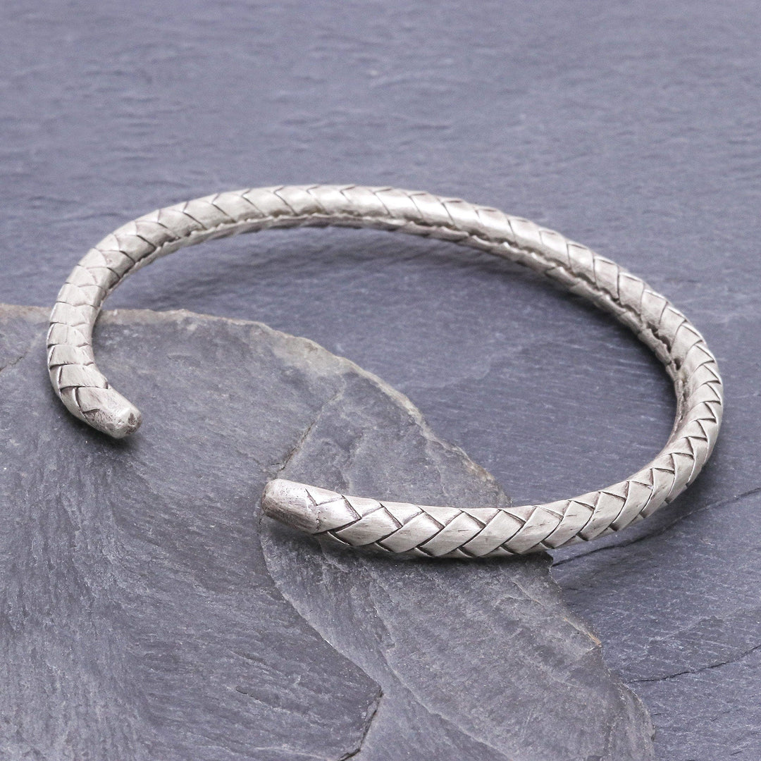 Thai Hand Crafted Sterling Silver Cuff Bracelet - Silver Bond