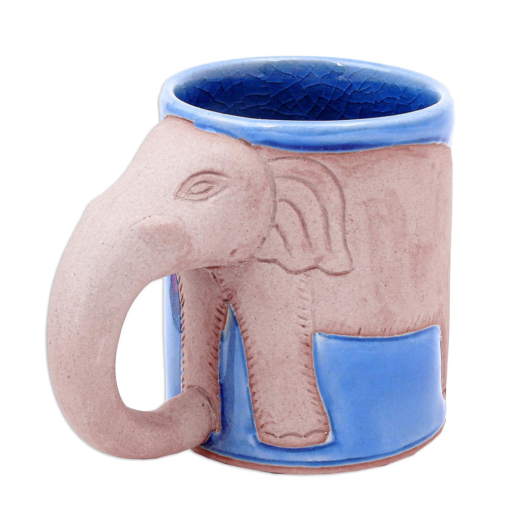 Hand Made Celadon Ceramic Elephant Mug from Thailand - Morning Joe