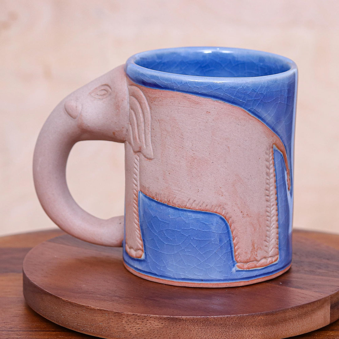 Hand Made Celadon Ceramic Elephant Mug from Thailand - Morning Joe