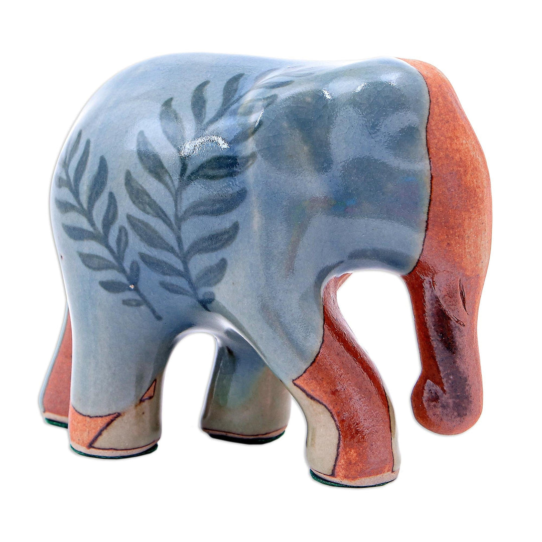 Artisan Crafted Celadon Ceramic Elephant Sculpture - Rhapsody