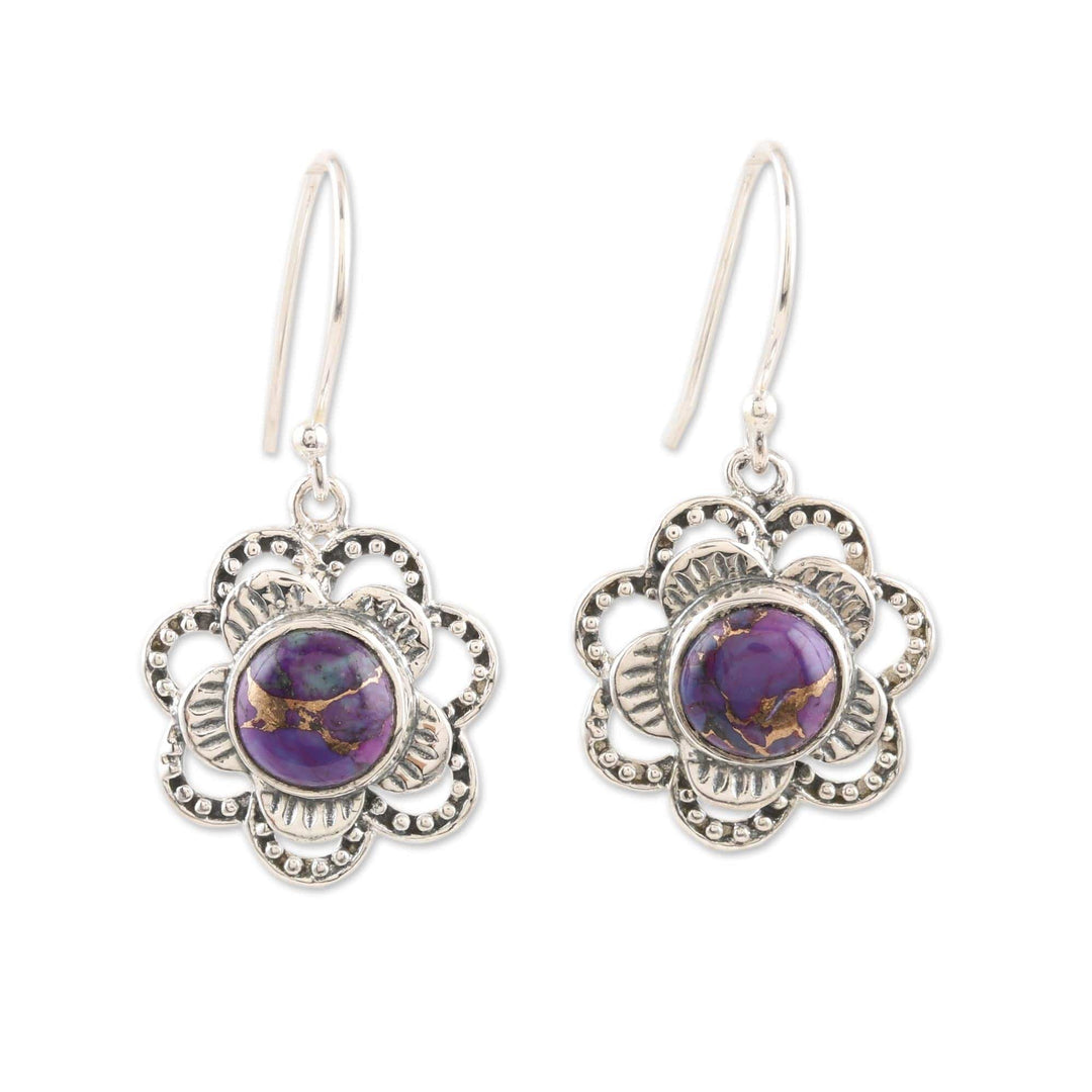 Hand Made Sterling Silver Floral Dangle Earrings - Snow Flowers