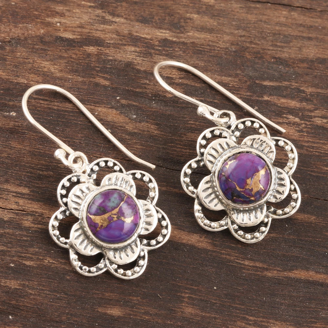 Hand Made Sterling Silver Floral Dangle Earrings - Snow Flowers