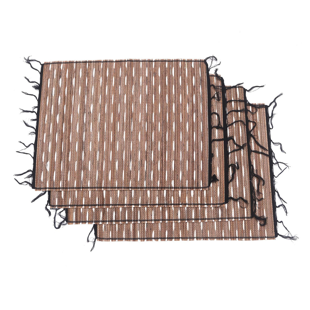 Artisan Made Natural Fiber and Cotton Placemats (Set of 4) - White Matches