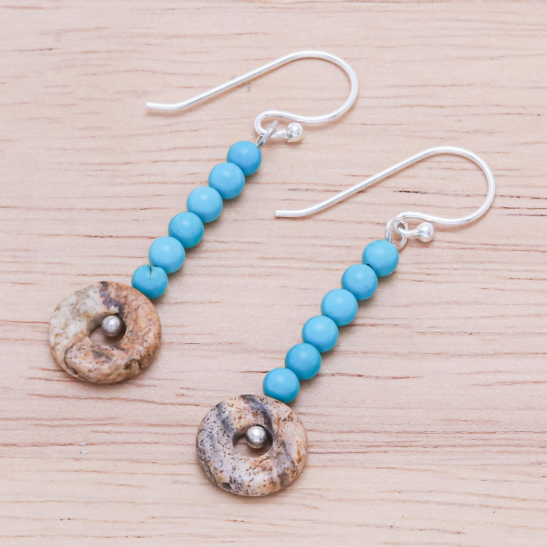 Handmade Jasper and Sterling Silver Dangle Earrings - Winter Sunset