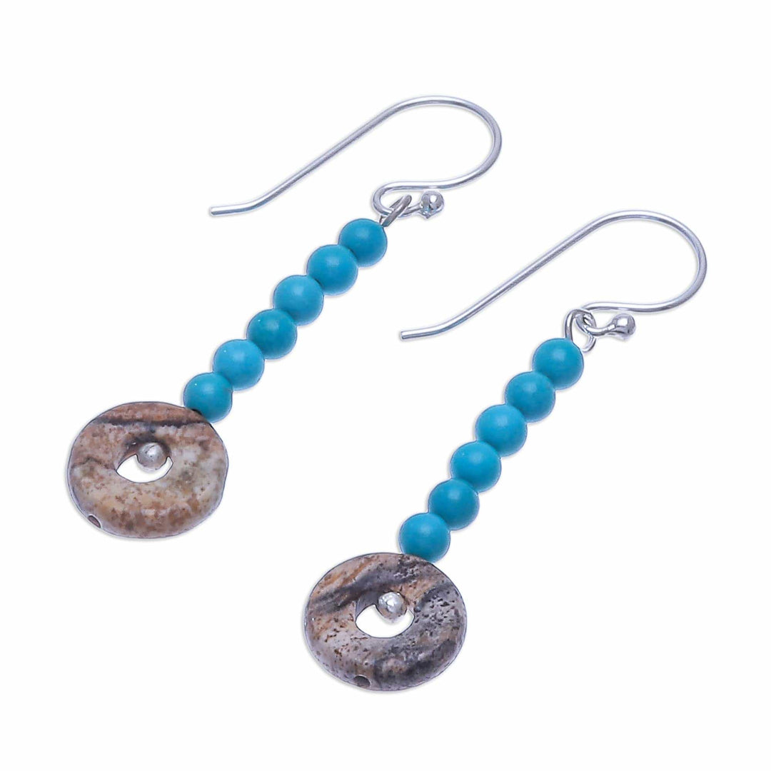Handmade Jasper and Sterling Silver Dangle Earrings - Winter Sunset