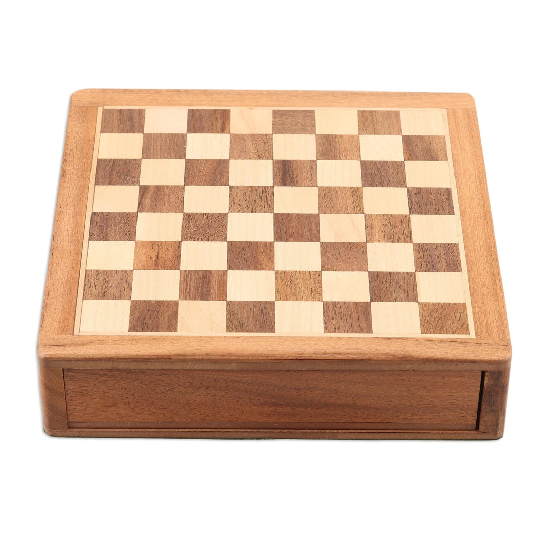 Mini Acacia Wood Chess and Backgammon Game Set - Double Trouble