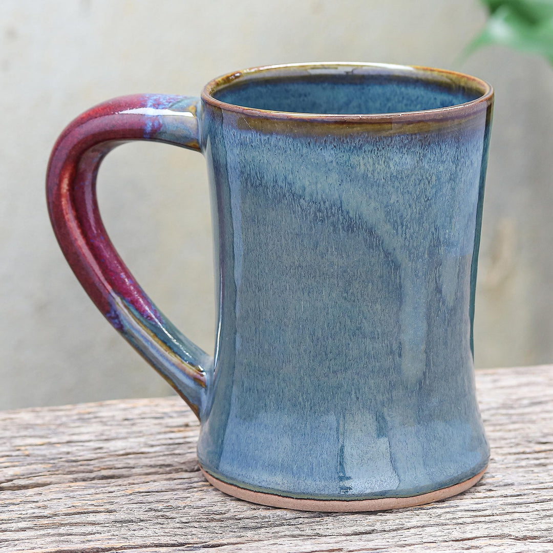 Thai Blue and Red Ceramic Mug - Refreshed