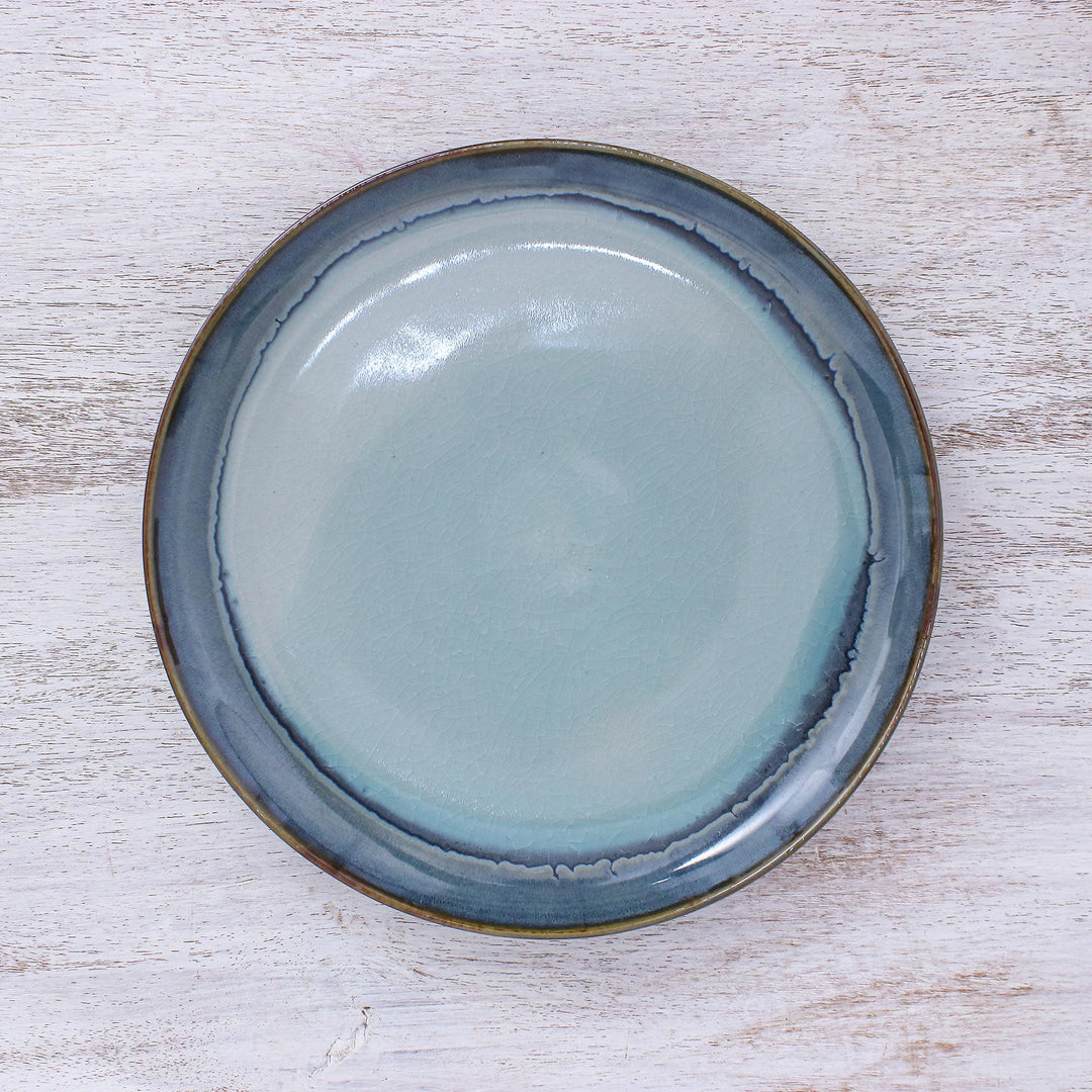 Handcrafted Blue Ceramic Dinner Plate - Blue Crush