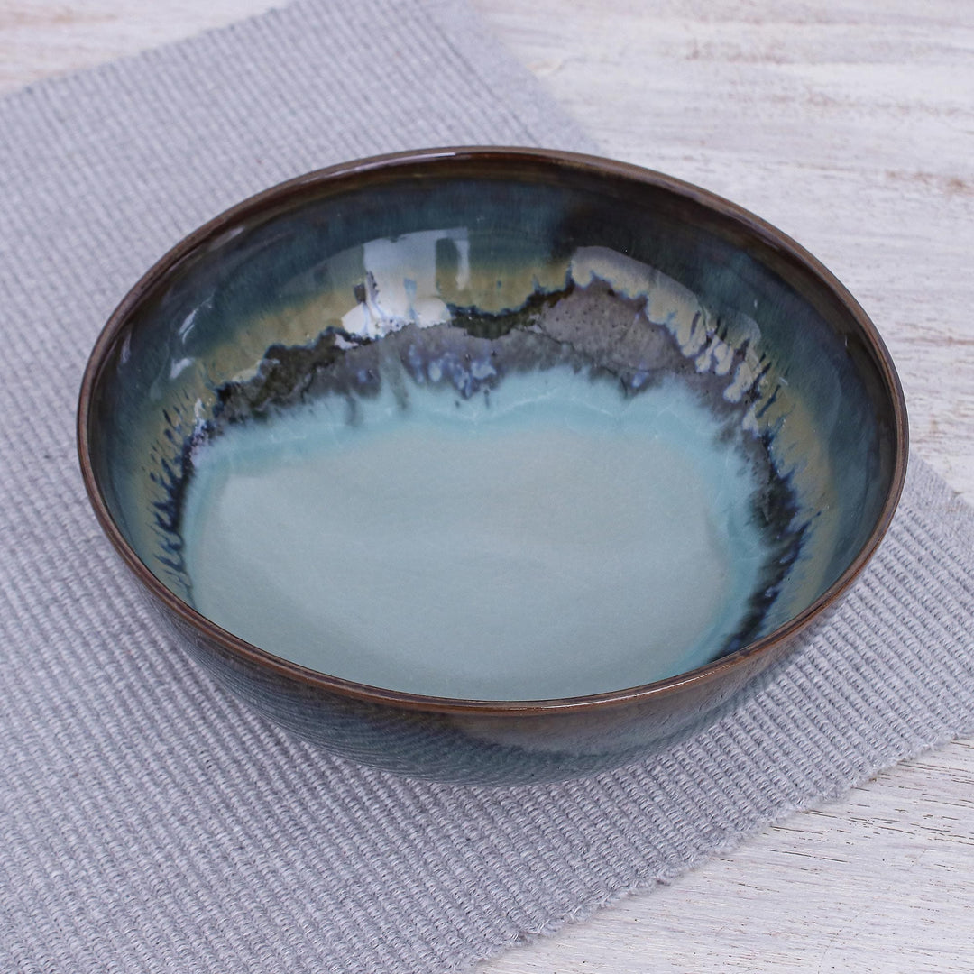 Handmade Blue Ceramic Soup Bowl - Blue Crush