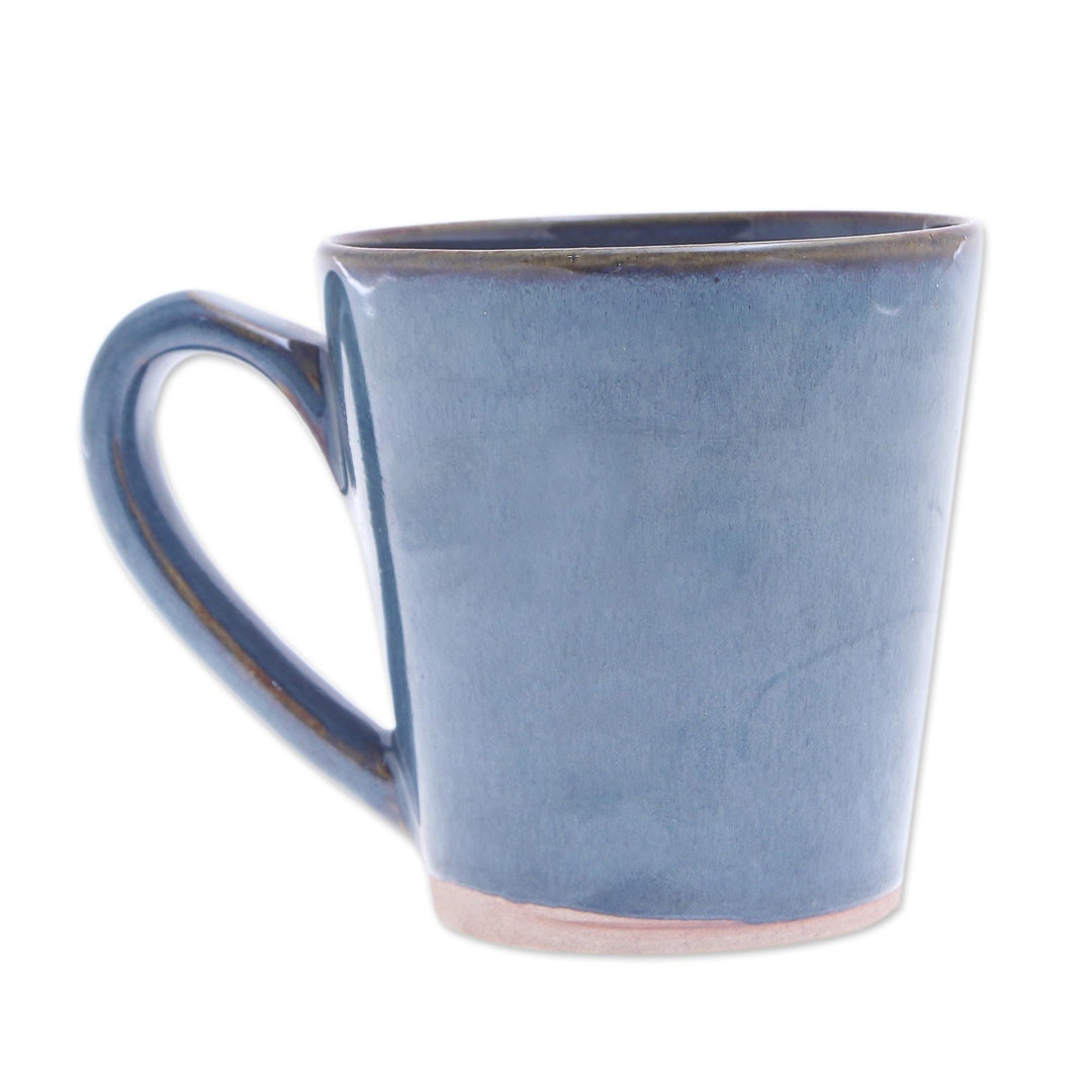 Artisan Crafted Blue Ceramic Mug from Thailand - Blue Crush