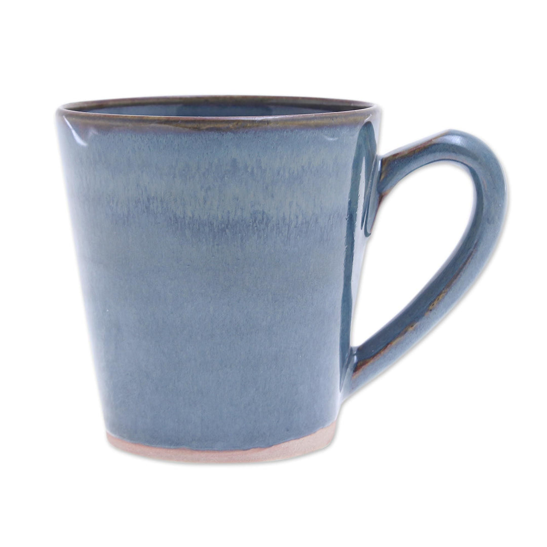 Artisan Crafted Blue Ceramic Mug from Thailand - Blue Crush