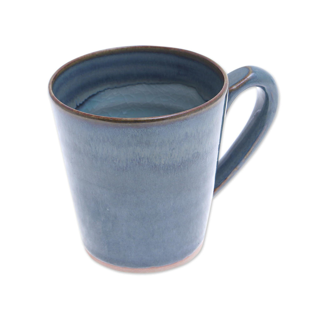 Artisan Crafted Blue Ceramic Mug from Thailand - Blue Crush